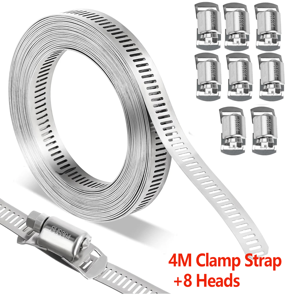 Pipe Clamp Bar - 4M Hose Clamp Strap Screw Band